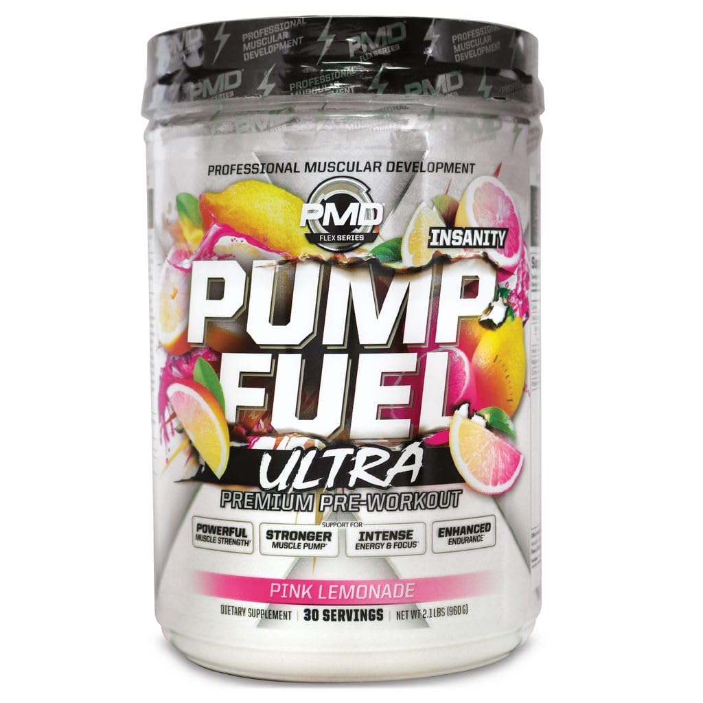 PMD sporta sūkņa degviela Ultra neprāts - Premium pre Workout Pulveris un muskuļu sūknis, lielāka Focus, izturība un atgūšana, Premium kreatīns, arginīns un Beta alanīns - rozā citronāde (30 Kalpo)