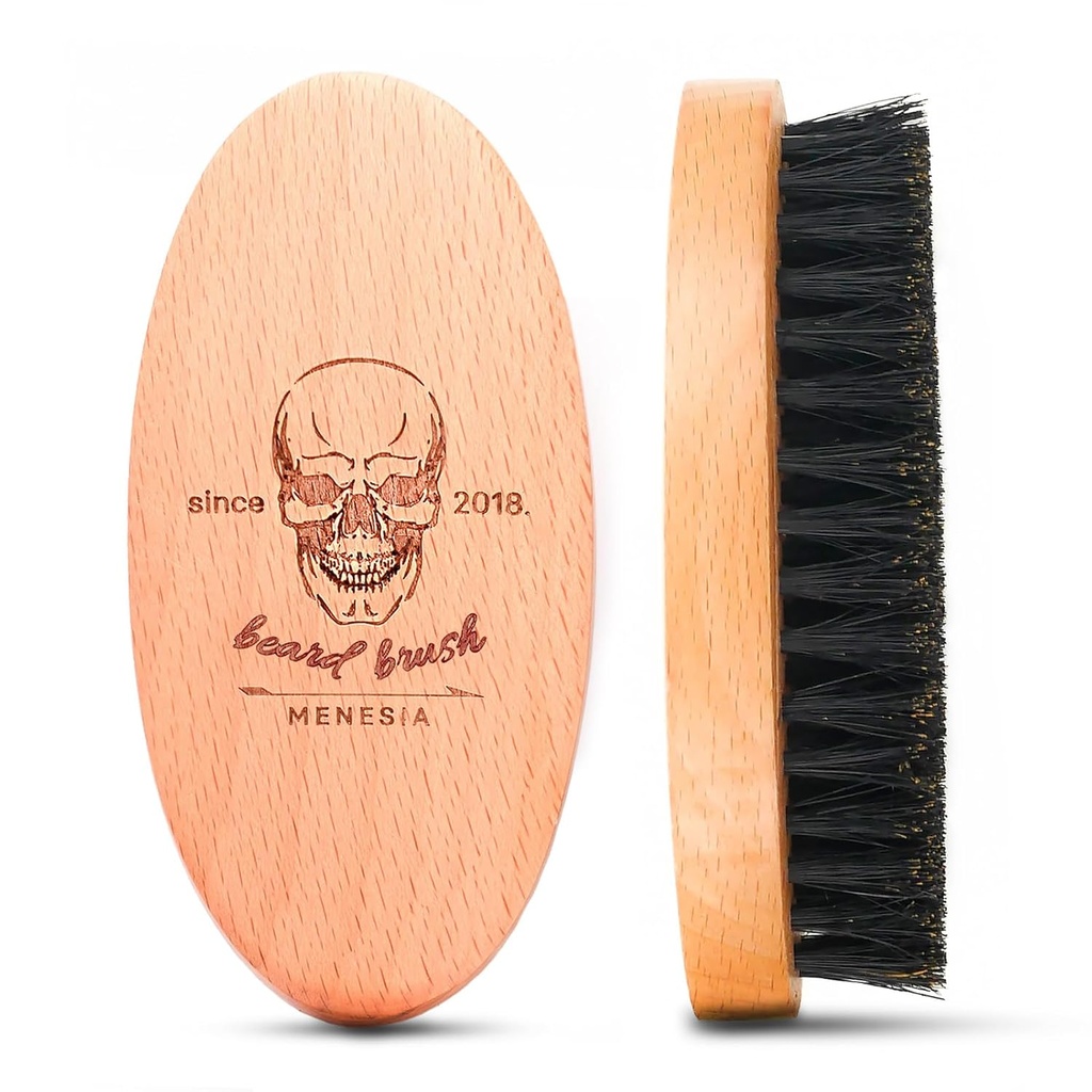 Kažokādas Bristle Matu Bārda Brush vīriešiem, Kažokādu Travel Vīriešu Koka Mazs Soft Beard Brush (Skull)