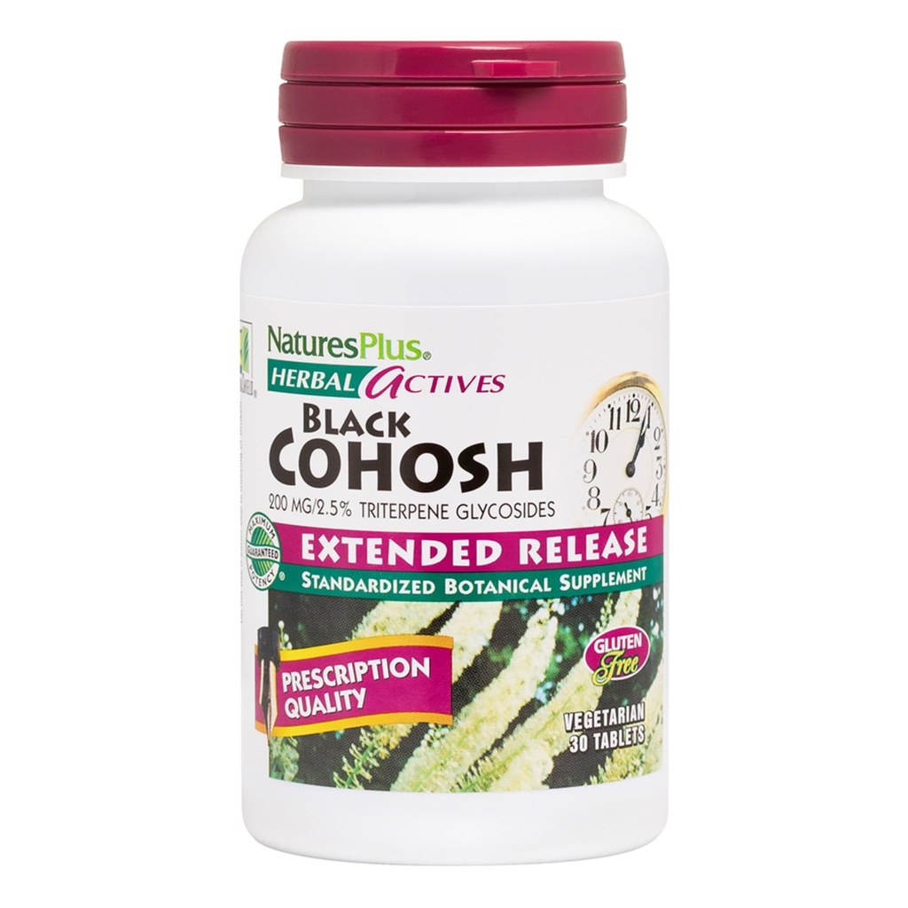 NaturesPlus Herbal Actives Black Cohosh - 30 tabletes - Uztura atbalsts labai darbībai Menopauzes laikā - Veģetārs, bez lipekļa - 30 Kalpo