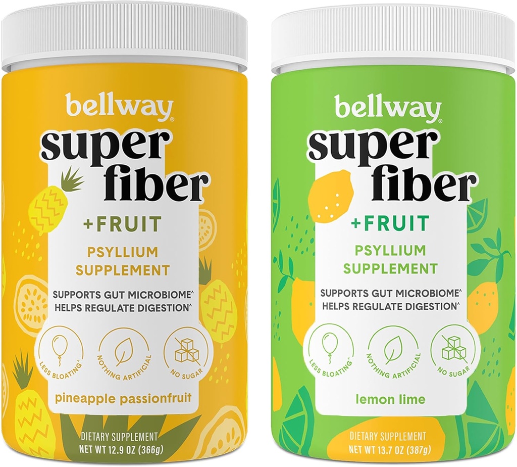 Bellway Super Fiber pulveris + augļi, bez cukura Organic Psyllium Husk pulveris Fiber papildinājums regularitātei, uzputošanas Reljefs & Gut veselība, ne-GMO, ananasu Passion augļi un citrona laimi