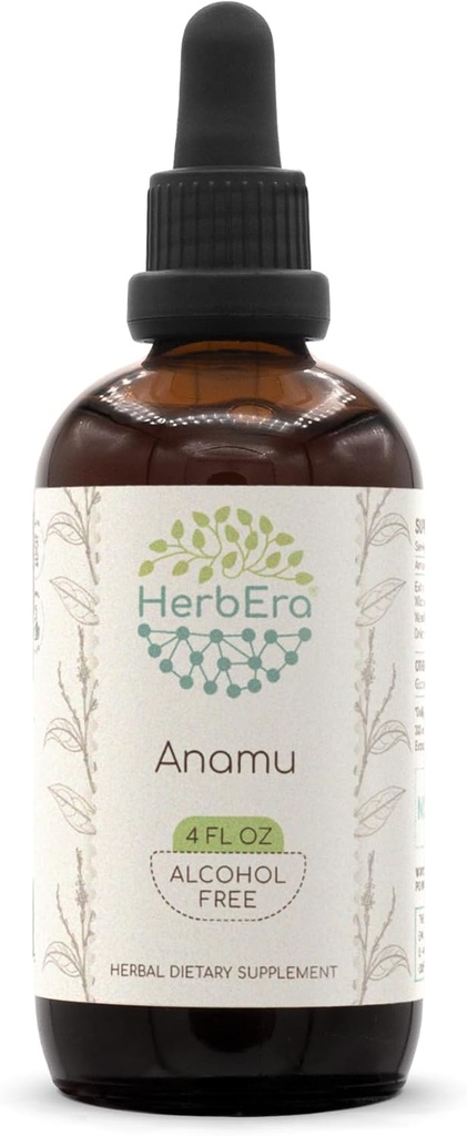 HerbEra Anamu B120 Bezalkohola augu ekstrakts Tincture, Wildcrafted Jamaikas Gvinejas Hen Weed (Petiveria Alliacea) Kaltēts ārstniecības augs (4 fl oz)