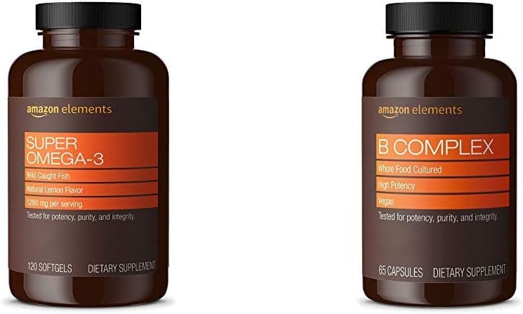 Elementi Super Omega-3 (120 skaitļa) un B elementu komplekss (65 kapsulas)