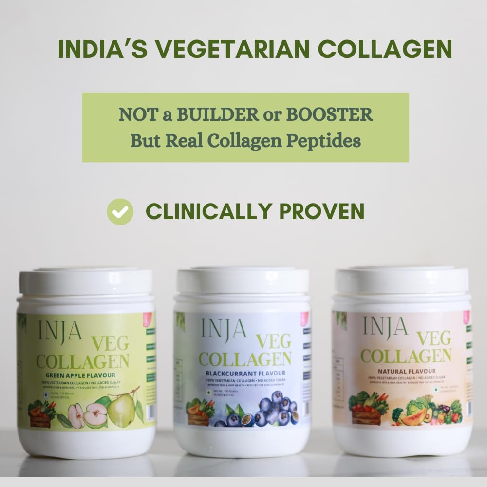 INJA Wellness Veg Collagen papildinājums sievietēm, vīriešiem, 100% Veģetārietis kolagēns, Tikai Original Veg Collagen Pulveris, Nav pievienots cukurs, Uzlabo ādas un matu veselību, Samazināt smalkas līnijas un grumbas,