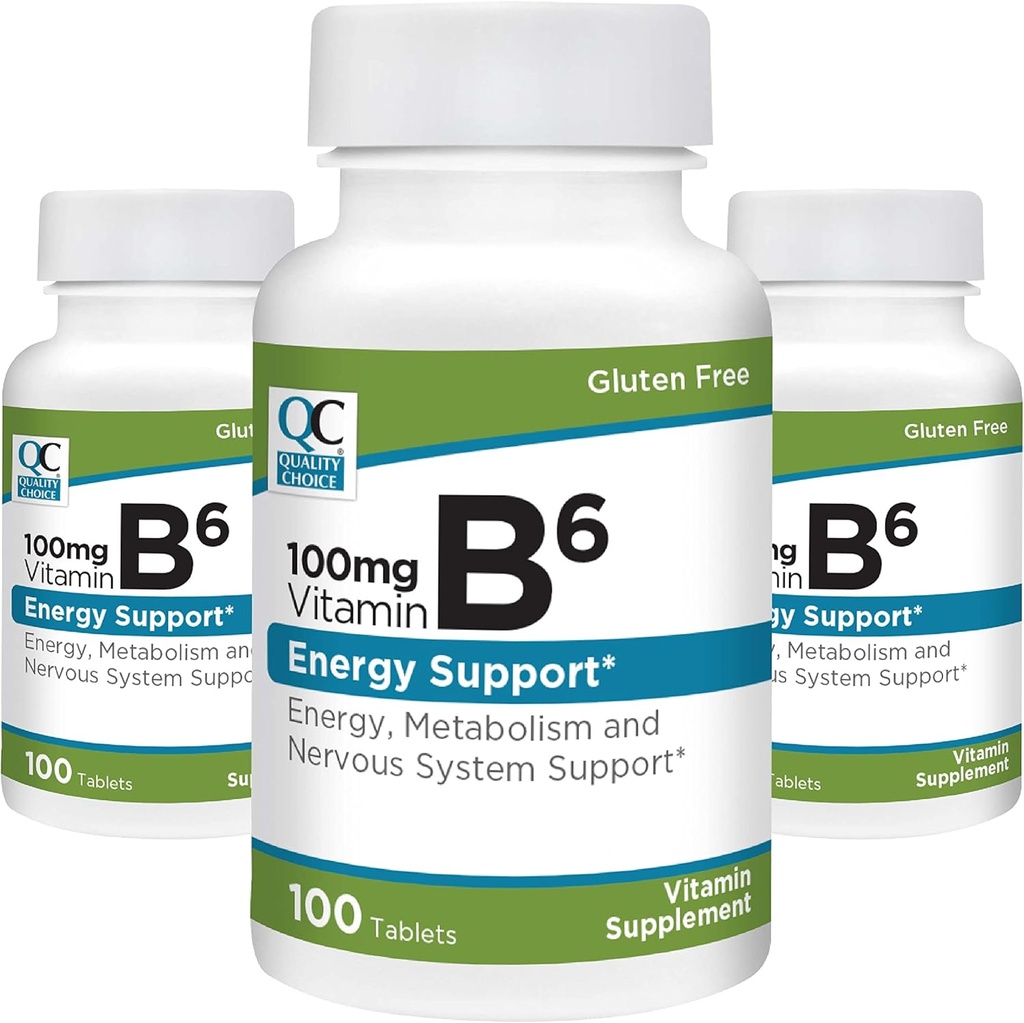 Kvalitatīva izvēle Vitamīns B6 100mg 100 Skaits Tabletes (3 iepakojumi)