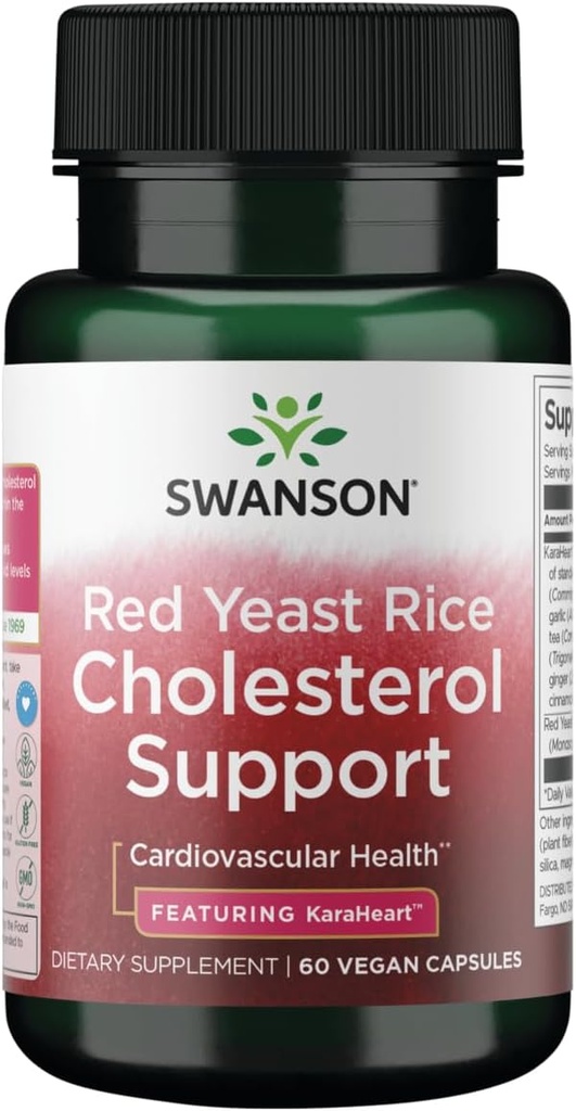 Swanson Red Raugs Rīsu holesterīns - Featuring Karaheart 60 Vegan Caps