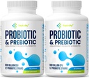 Probiotikas sievietēm un vīriešiem, 300 miljardu KVV Probiotikas no 12 celmiem + organiskās prebiotikas Blend for Daily Digestive, Imūns, Gut, Bloating, Gut Health for Women & Men, Shelf Stabilable - 120 kapsulas
