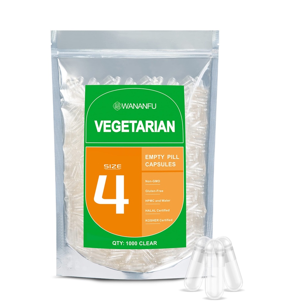 vananfu izmērs 4 Tukšas kapsulas Veģetārs (1000 Skaits), Skaidrs Pildām Veggie Pill Kapsulas izmērs 4 padarīt jūsu pašu bagātinātājiem