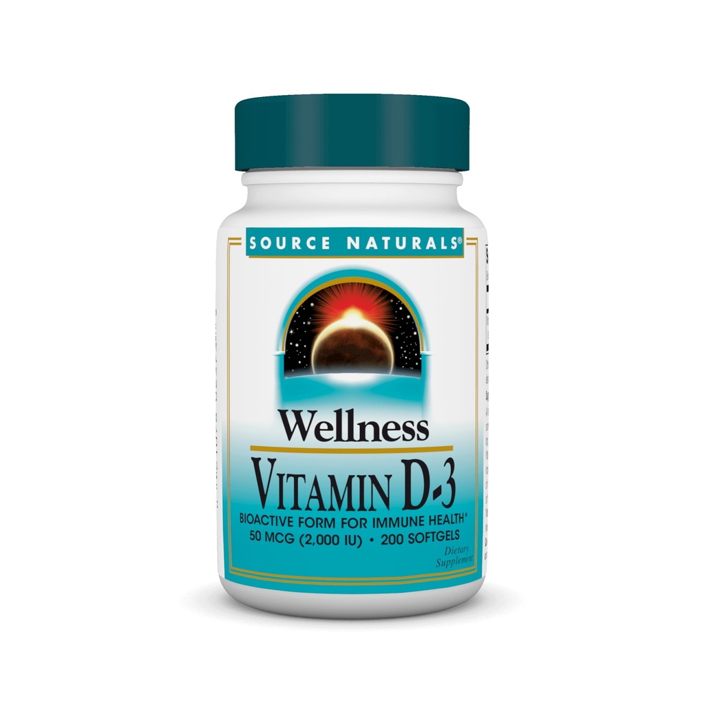 Avots Dabas labsajūta vitamīns D-3 2000 iu Bioaktīvā forma imūnās veselības* - 200 softgels