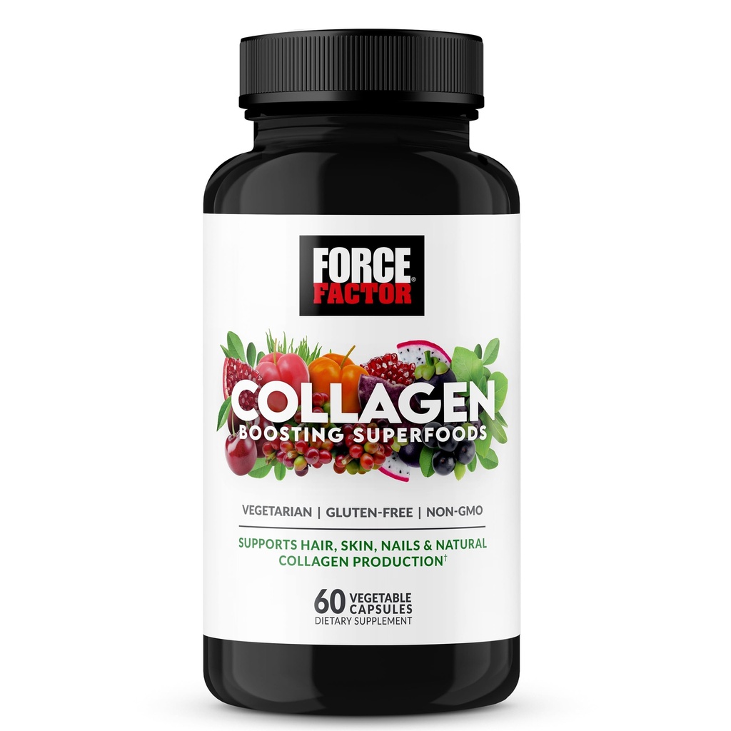 Spēka faktors kolagēns Boost Superfoods, Vegan kolagēns Booster ar Hyaluronic Acid, Biotin, Bamboo, Aminoskābes un vitamīni matiem, āda, un nagus, Stiprinātājs un ādas papildinājums, 60 kapsulas