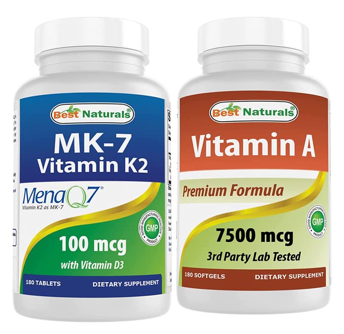 Labākie dabas K2 vitamīns (MK7) ar D3 un A vitamīnu 25000 SV