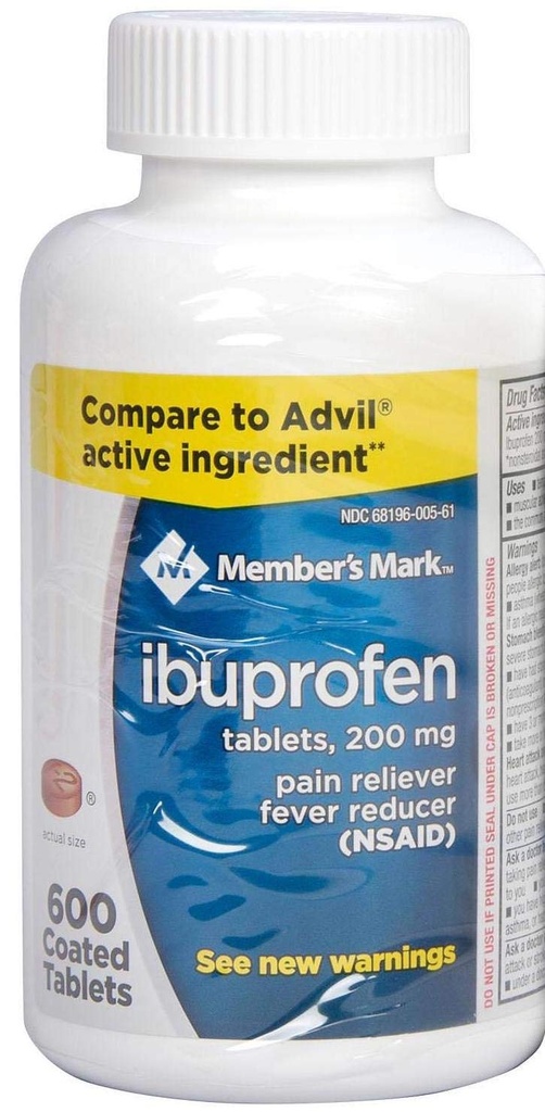 Locekļi Mark Ibuprofēns apvalkotas tabletes 200mg Sāpes Reliver Drudzis Reducētājs, 1 pudele, 600 tabletes
