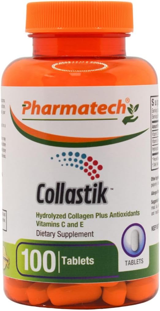 Hidrolizēts kolagēns un C un E vitamīns sievietēm. Ādas un nagu veselība, Premium Formula Collagen Plus Antioksidanti Papildinājums, 100 tabletes, Collastik
