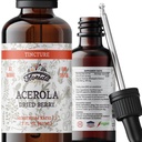 Acerola Tincture (C vitamīns), Organic Acerola Extract (Malppighia Glabra) Kaltēts Berry for Blood, Heart, Arteries, Non-GMO in Auksti presētu organisko augu Glycerin, Florida Herbs papildinājumi