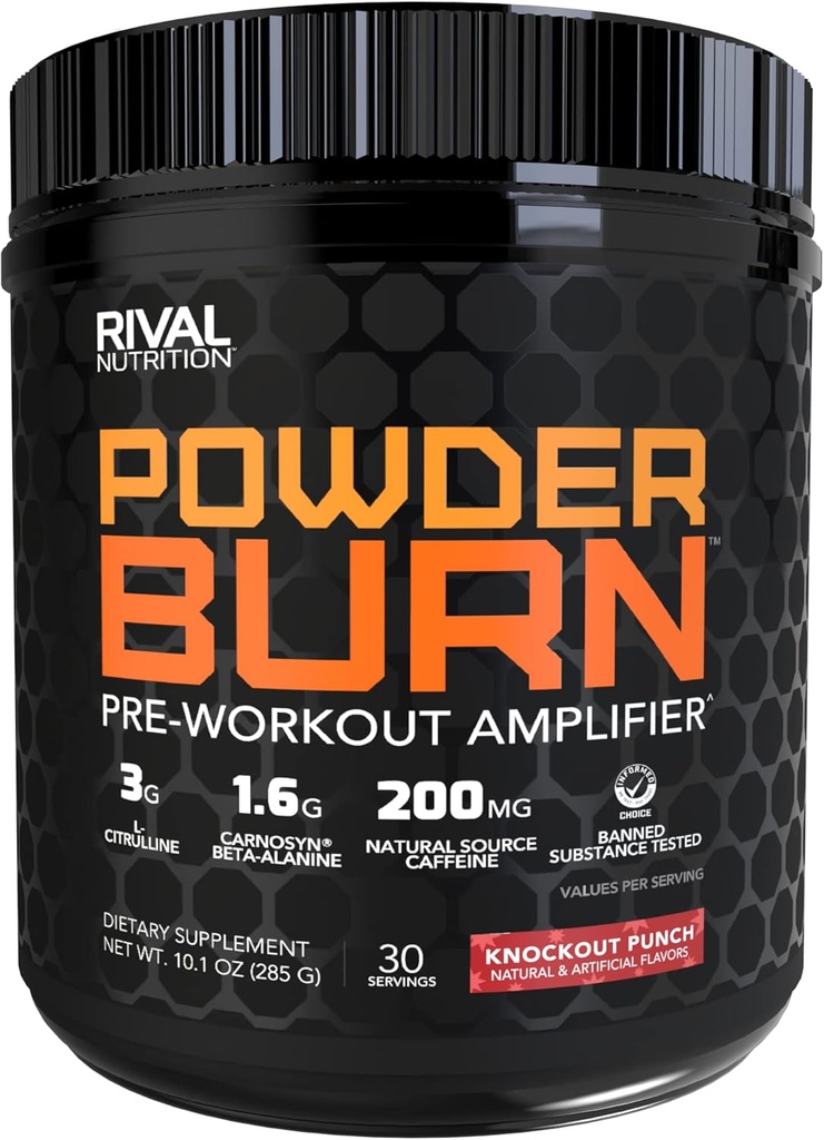 Rivalus, pulveris Burn 2.0 Punch 30 Serving, Knockout Punch, 10.1 Ounce