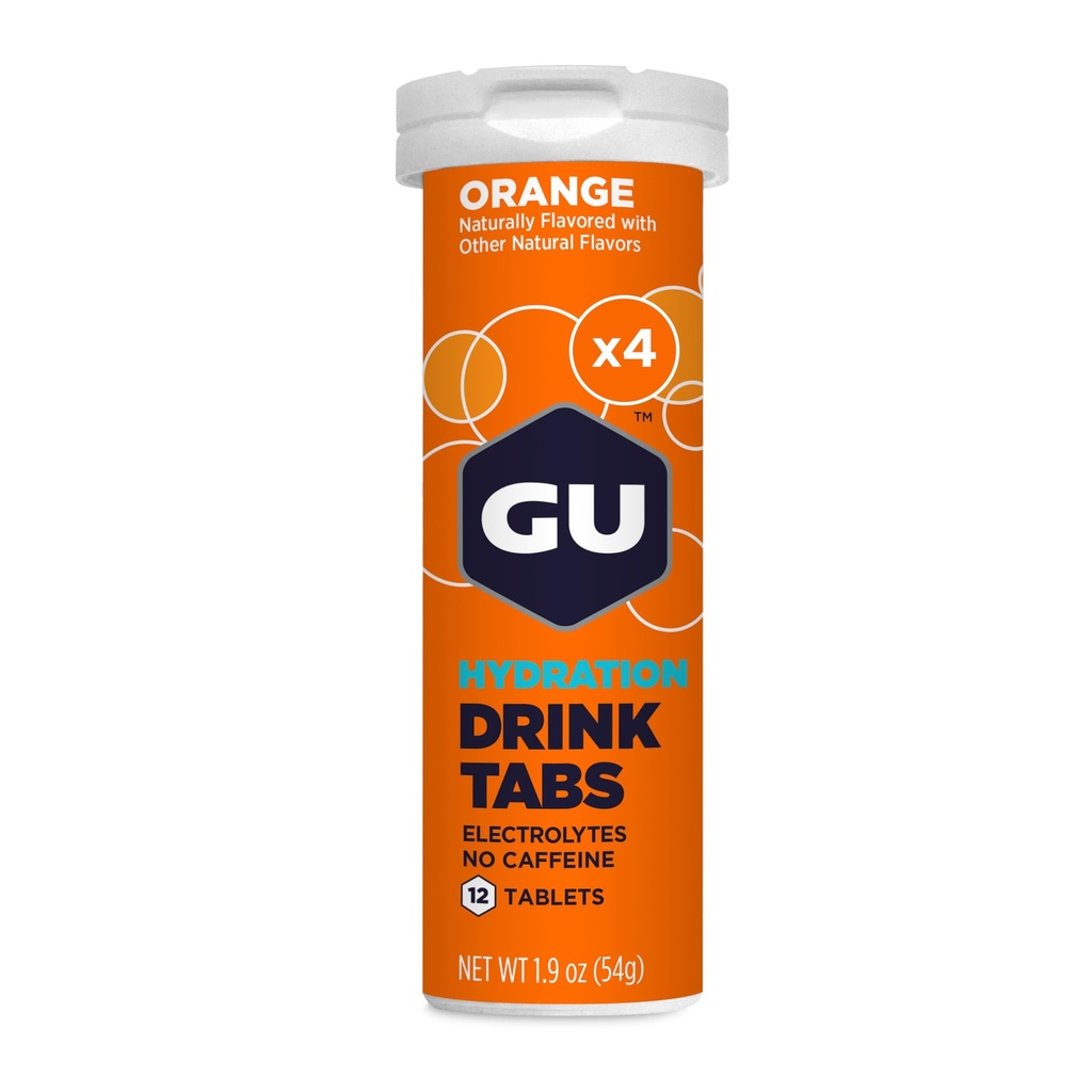 GU enerģijas hidratācija Elektrolītu tabletes, Uzlabots izturības sporta dzēriens skriešanai, Riteņbraukšanai, Triatlon, 4-Count (48 Servējumi), Orange