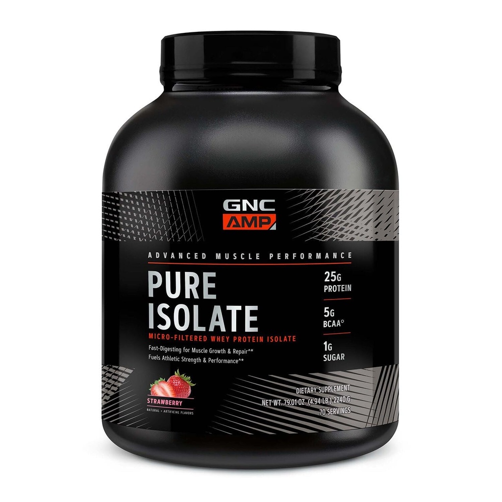 GNC AM Pure Isolate Whey Protein - zemeņu (70 Kalpo)