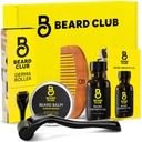 Bārda klubs bārda augšanas komplekts - Derma Roller, bārda augšanas eļļa, Sandalwood Balzams, Comb - Dāvanu komplekts