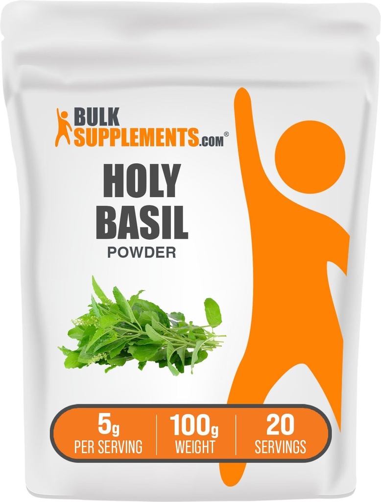 BulkSupplements.com Holy Basil Powder - Holy Basil Papildinājums, Holy Basil Leaf Pulveris - Tulsi Holy Basil, Herbal & Gluten Free, 5g Per Serving, 100g (3.5 oz) (iepakojums no 1)