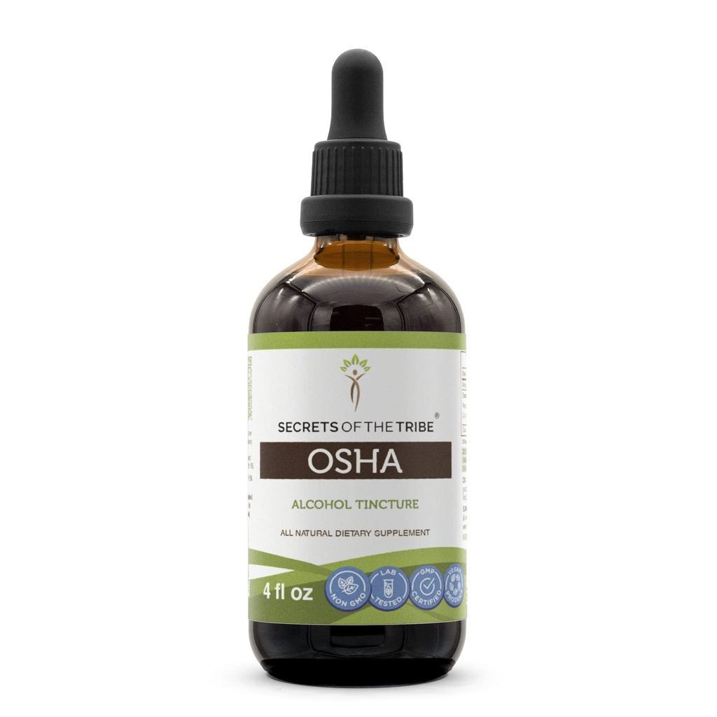 Tribe OSHA Tincture Alkohola ekstrakta noslēpumi, Atsponsīvi audzēta OSHA (Ligusticum porteri) Žāvēta Sakne 4 OZ