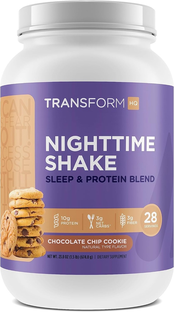 TransformHQ nakts laika Shake, miegs + proteīns Blend, 28 Servējumi, Šokolādes Chip Cookie Flavor