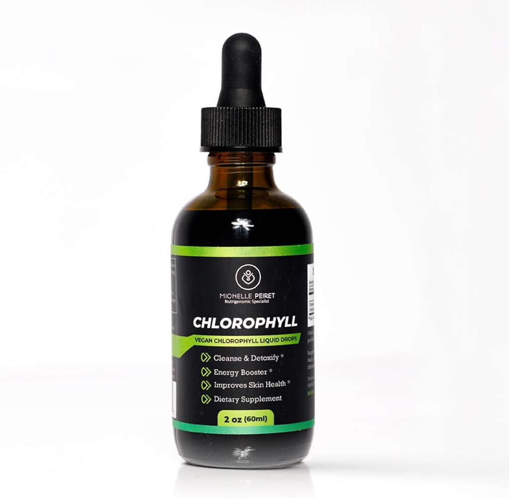 Hlorofila šķidrie pilieni, augstākās kvalitātes hlorofils, ādas detokss un enerģijas atbalsts, 2oz/60ml