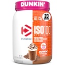 Dymatize x Dunkin' Mocha Latte ISO100 sūkalu olbaltumvielu pulveris, 95mg kofeīns, 25g olbaltumvielu, 5.5g BCAAs, 120 Cal., bez lipekļa, 1g tauku, 1g cukura, 3g ogļhidrāti (20 Kalpo)
