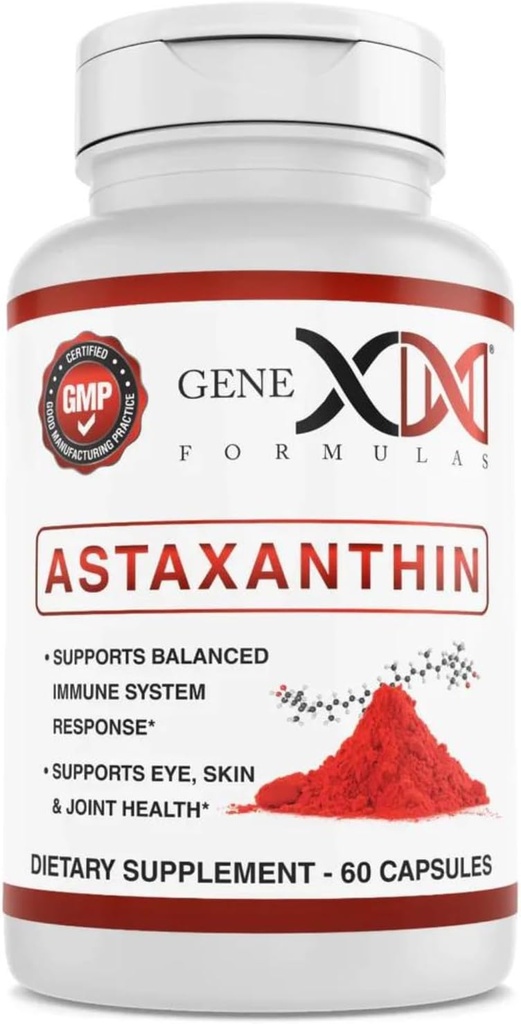 GENEX 12 mg Astaksantīns Softgels (60 kapsulas) Dabīgs antioksidants acu, ādas un locītavu veselībai un imūnsupportam - nesatur lipekli, nav GMO (60 dienu piegādes)