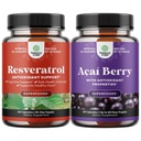 Resveratrol kapsulas ar AMPK metabolisko aktivatoru metabolisma veicināšanai un šūnu efektivitāti un Acai Berry Antioksidantu atbalsts sievietēm un vīriešiem imūnās sistēmas un kognitīvās veselības nodrošināšanai