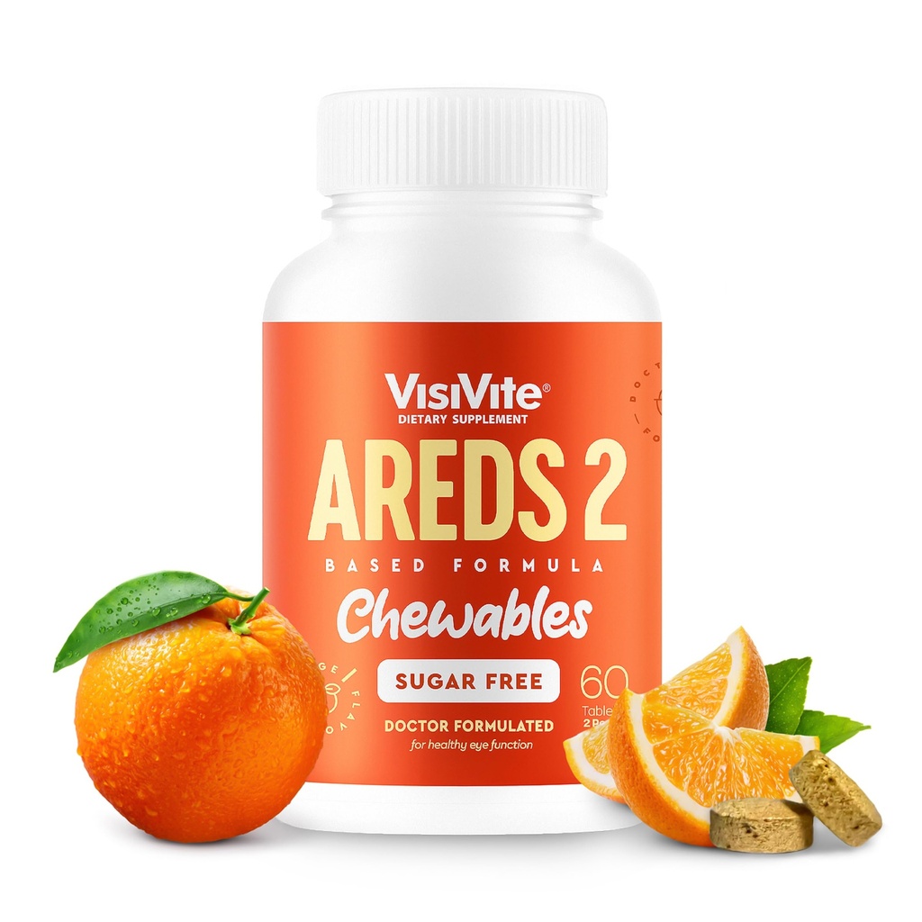 AREDS 2 Bezcukura acu vitamīni - alternatīva luteīna gumijām acīm - luteīns acu veselībai - Premium bezcukura acu vitamīni - acu kopšanas piedevas pieaugušajiem (ķidājamās tabletes)