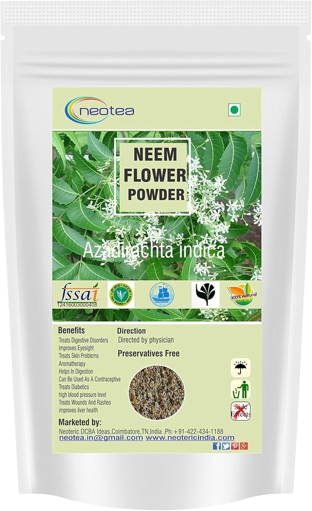 Neotea Azadirachta Indica Neem Ziedu Pulveris Veppam Poo 200 GM          - Neem Flower(Veppam) Pure & Herbal (Neem) Pushpam Poo - - Premium & Organic Indian Lilac Flower Poo