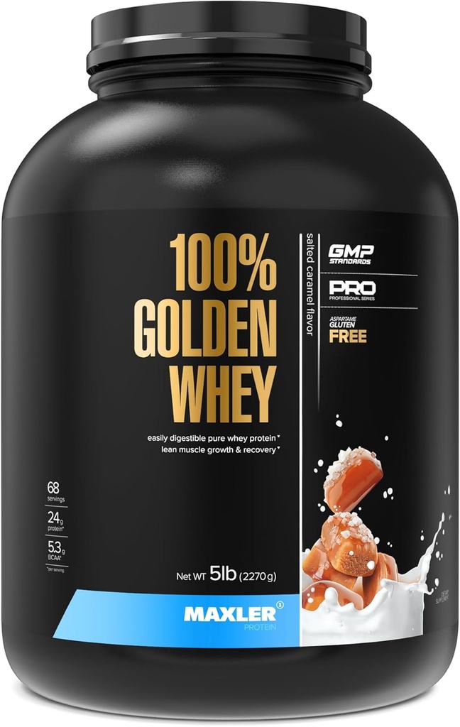Makslers 100% Zelta sūkalu proteīns - 24g proteīna uz kalpot - Premium sūkalu proteīna pulveris pirms post Workout - Ātrs-Absorbējoša sūkalu koncentrāts, Izolāts un hidrolizāts Blend - sālīts Karamelis 5 lb