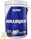 Alpha Supps Premium Hidrolizēts kolagēna proteīna pulveris - kolagēna peptīdi papildinājums vīriešiem un sievietēm ar gremošanas enzīmiem - 30 Kalpojumi (Francijas Vanilla)