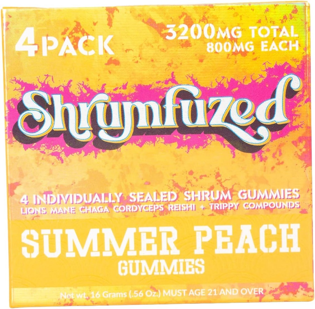 Īpašnieks Nootropic Gummy 3200mg - Lion's Mane, Reishi, Chaga, un Cordycep Nootropic Tripee Sēņu Blend (4, Vasaras Pesch)