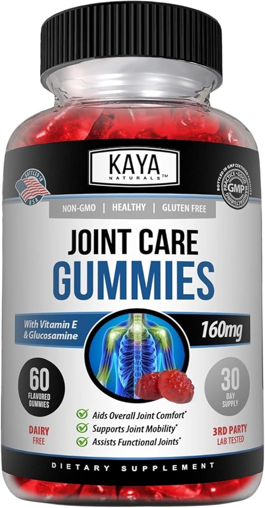Kaya Naturals Mobilitāte Aprūpe Gumijas atpakaļ, ceļasomas un rokas - Elastības atbalsts - Glikozamīna Gumies Best Imūnās atbalsts sievietēm un vīriešiem - 60 Count
