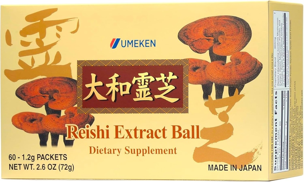Umeken Reishi Sēņu ekstrakta Balles, Koncentrētas, Japāņu Reishi Sēņu Papildinājums ar Beta Glucan, Koncentrēts bumbu Formāts, 2 Mēnešu Piedāvājums, 60 Paketes, Iepakojums pa 1