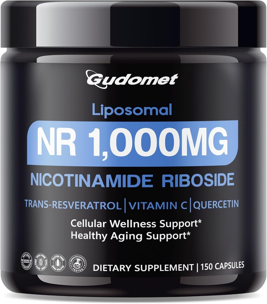 Liposomu NR (nikotīnamīds Ribosīds) ar Trans-Resveratrolu, C vitamīnu un Quercetin – atbalsta šūnu labsajūtu un veselīgu novecošanu -150 kapsulas - izgatavotas ASV