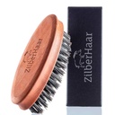 ZilberHaar Pocket Mustache and Beard Brush - Stiff Boar Brilles Maza birste - Perfect Beard Grooming Tool - Relieves bārdas nieze - Īss un vidējs - Ražots Eiropā