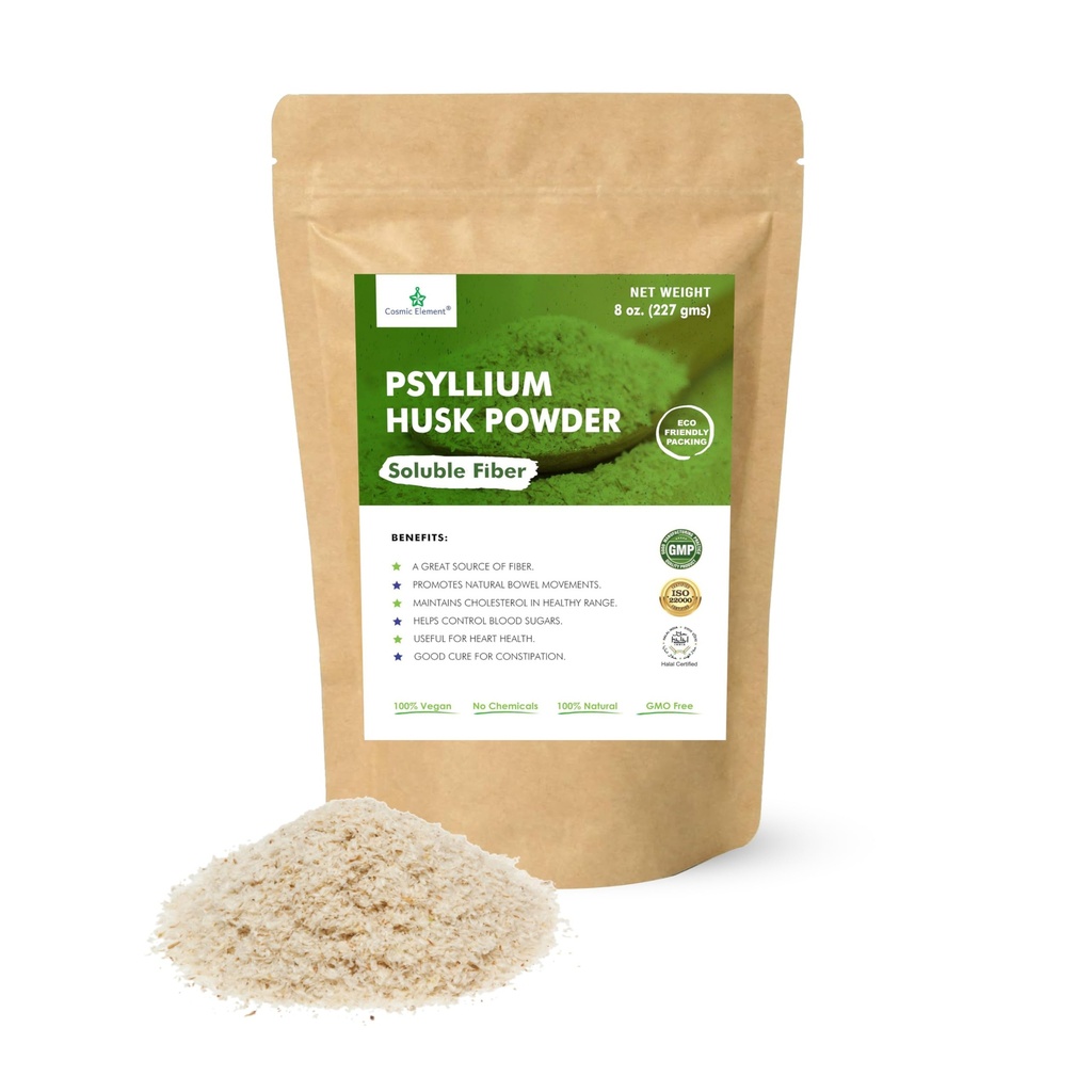 Kosmiskais Element 100% Pure Psyllium Husk pulveris Organisks – Smalki zeme Fiber papildinājums regularitātei & Keto 