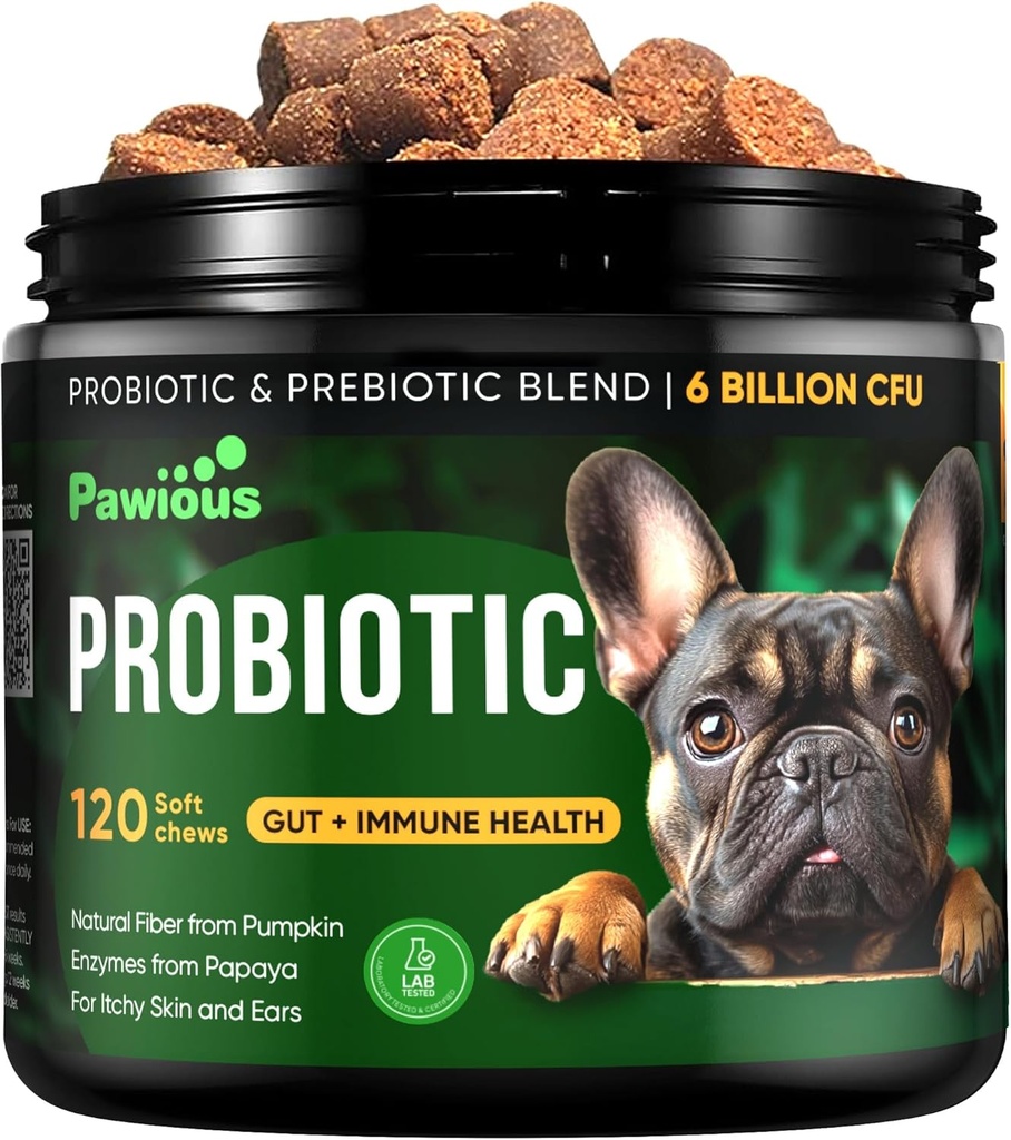 Probiotikas suņiem - Gremošanas Fermenti Gut Flora, Gremošanas veselība, Imūnās sistēmas - Caureja Atbalsts, Niezoša āda, Alerģijas - Ķirbju, Linsēklu milti, Papaya pulveris - probiotikas košļājamās rotaļlietas suņiem