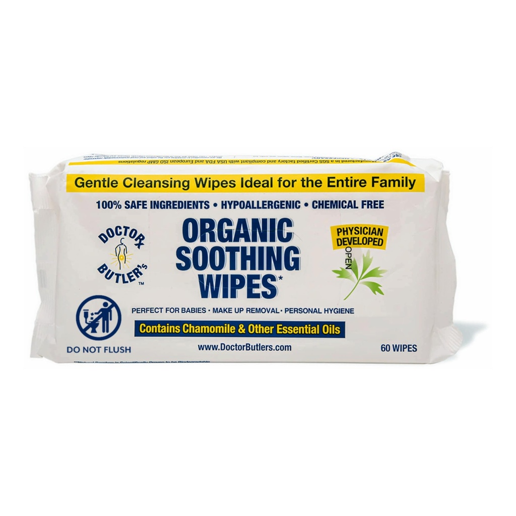 Doctor Butler ir nomierinošas Wipes – All-Purpose Wet Wipes Sensitive ādas, sejas Wipes, un Baby Wipes ar kumelīšu un ēteriskās eļļas* (1 Pack – 60 Count)