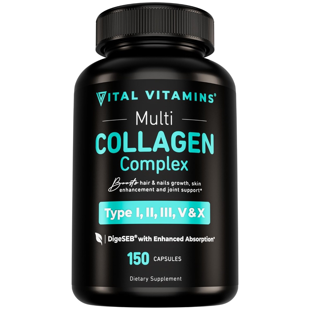 Vitamīni Multikolagēns sievietēm un vīriešiem - I, II, III, V, X tips - Zāles barotne, ne- GMO - 150 kapsulas