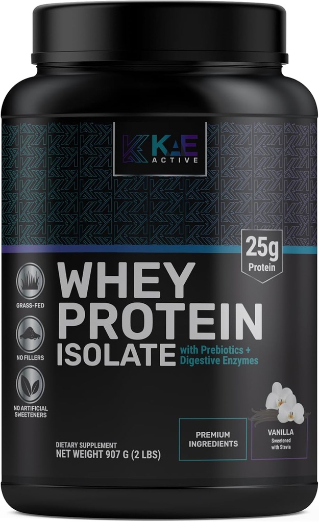 KAE Active Viegli digestable Vanilla Zāles- Sūkalu proteīna izolāta pulveris. Tīrīt Formula tikai ar 5 Sastāvdaļas. 25g olbaltumvielu.