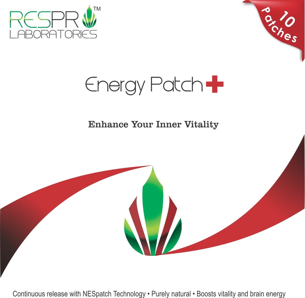 Respro Labs Dabas Guarana un CoQ10 Enerģijas Patch Plus, Nepārtraukta Izlaišana, 10 Patches