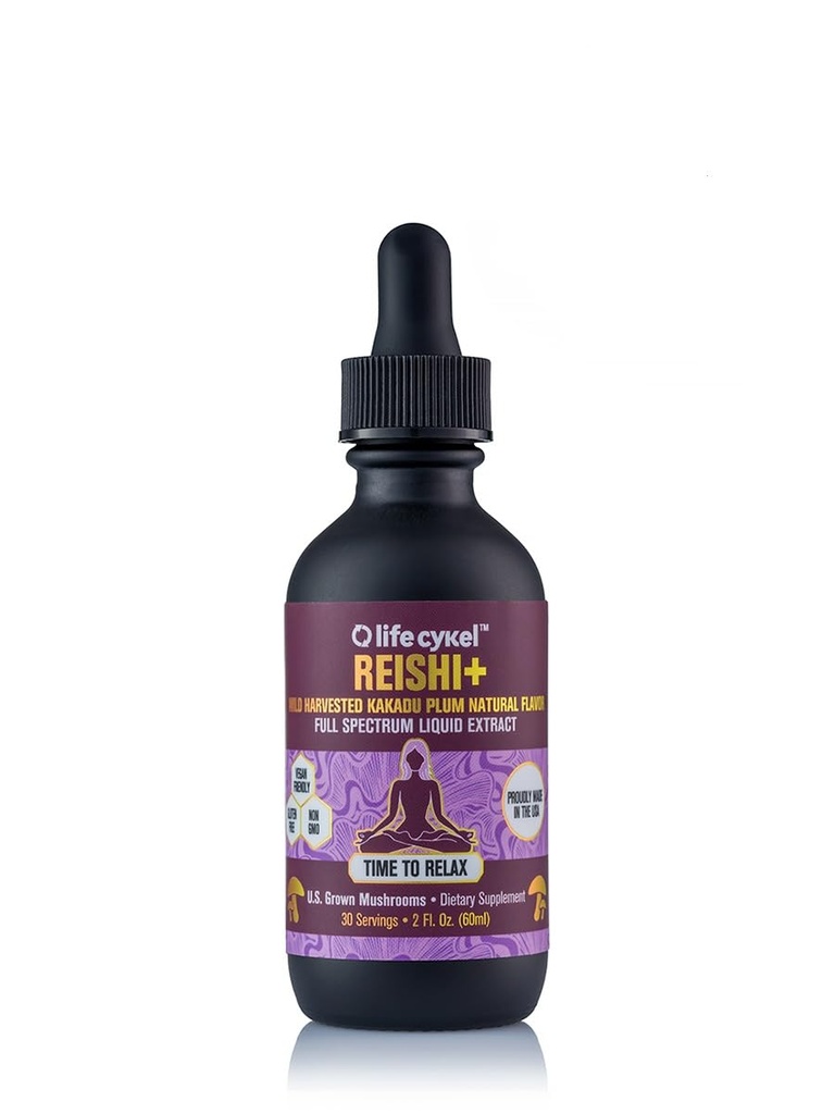 Life Cykel - Reishi Sēņu ekstrakts w/Kakadu Plum- Adaptogen miegam Palīdzība, relaksācija & Celulārs Atbalsts- 100% Organiskās sēnes, Antioksidanti C vitamīns, 2oz (iepakojums May Vary)