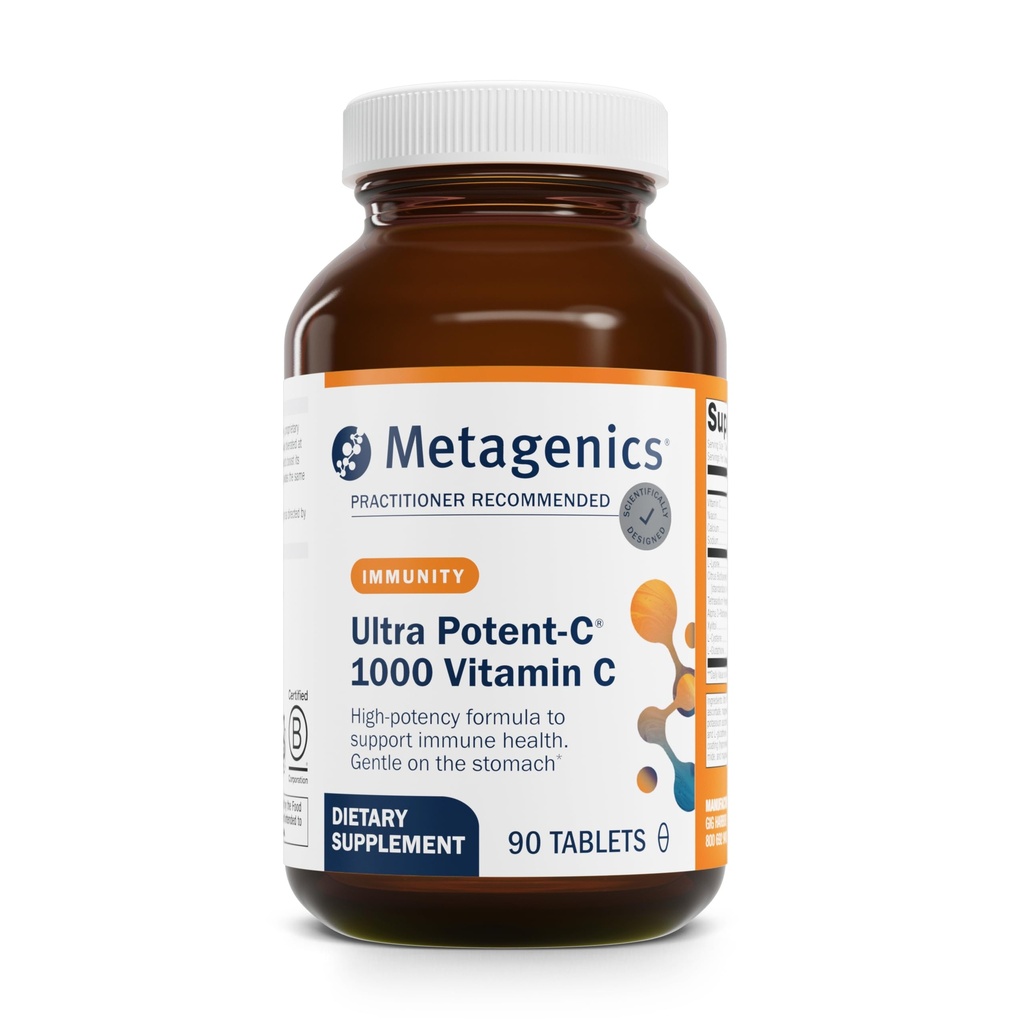 Metagēni Ultra potent-C 1000 - buferēts C vitamīns Papildinājums ar antioksidantu atbalstu - atbalsta imūno veselību, kolagēna veidošanos un kuņģa komfortu - bez GMO un lipekļa - 90 tabletes