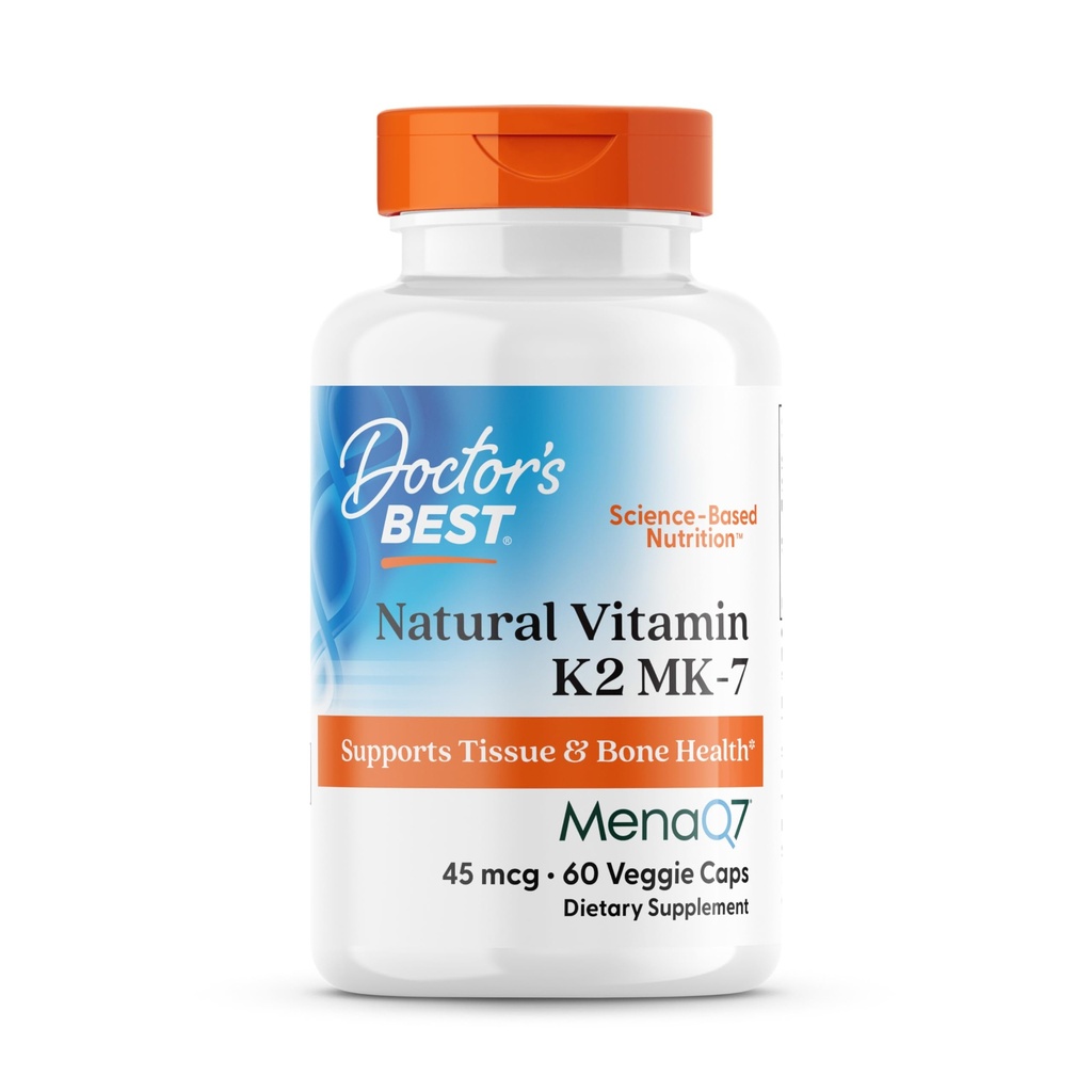 Ārsti labākais dabas vitamīns K2 MK-7, atbalsta audu un kaulu veselību, ne-GMO, bez lipekļa, bez sojas, Vegan 60 Veggie Caps