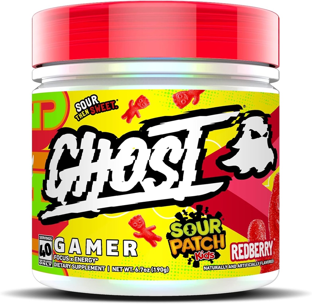 GHOST Gamer: Enerģijas un Focus atbalsta formula - 40 Kalpo, Skābās Patch Kids Redberry - Nootrops & Dabīgs kofeīns uzmanību, Precizitāte & reakcija laiks - Vegan, lipekļa-free