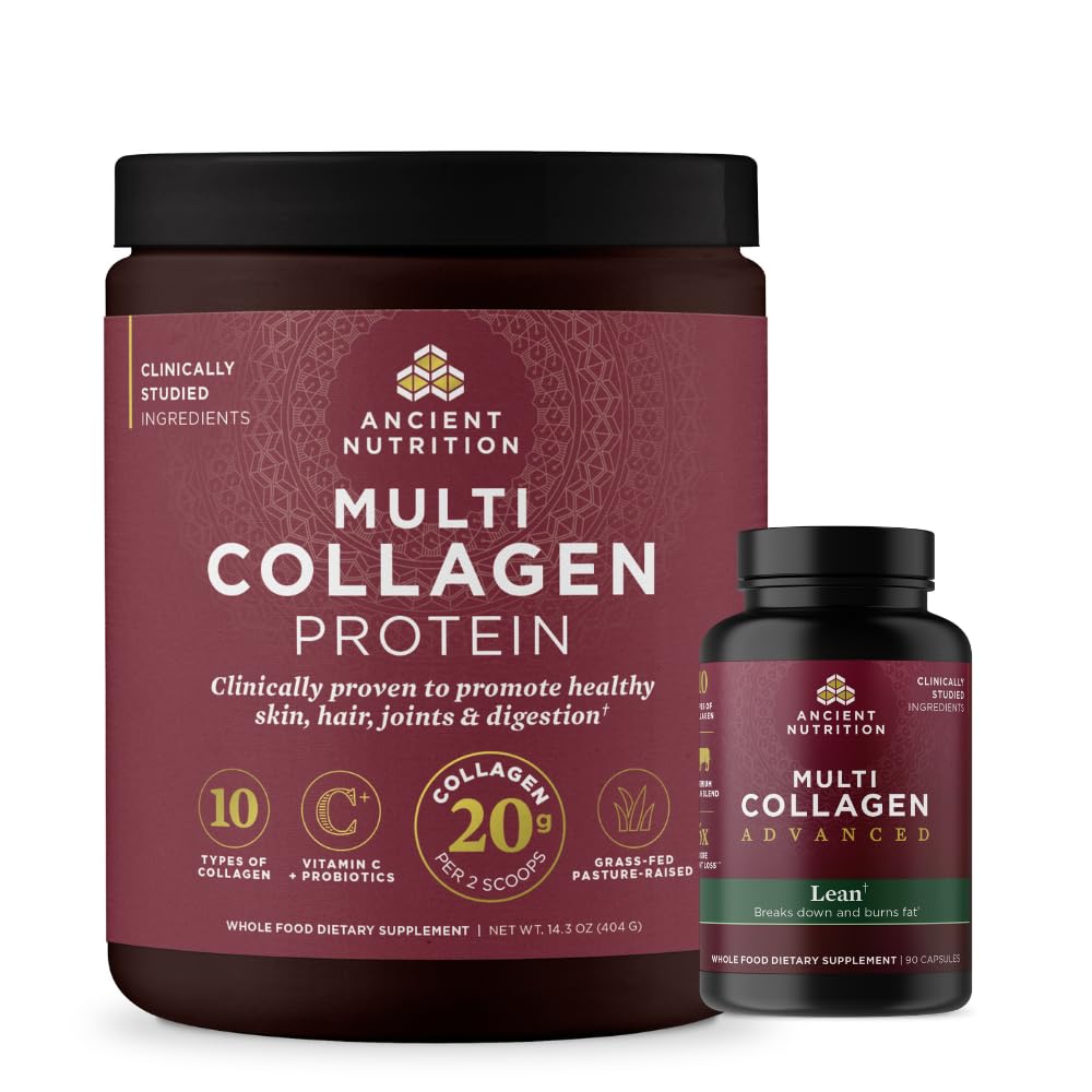 Senais uzturs Multi kolagēns Advanced Lean Capsules, 90 Skaits + Multi kolagēns Proteīns Pulveris, Neuzliesmojošs, 40 Kalpojumi