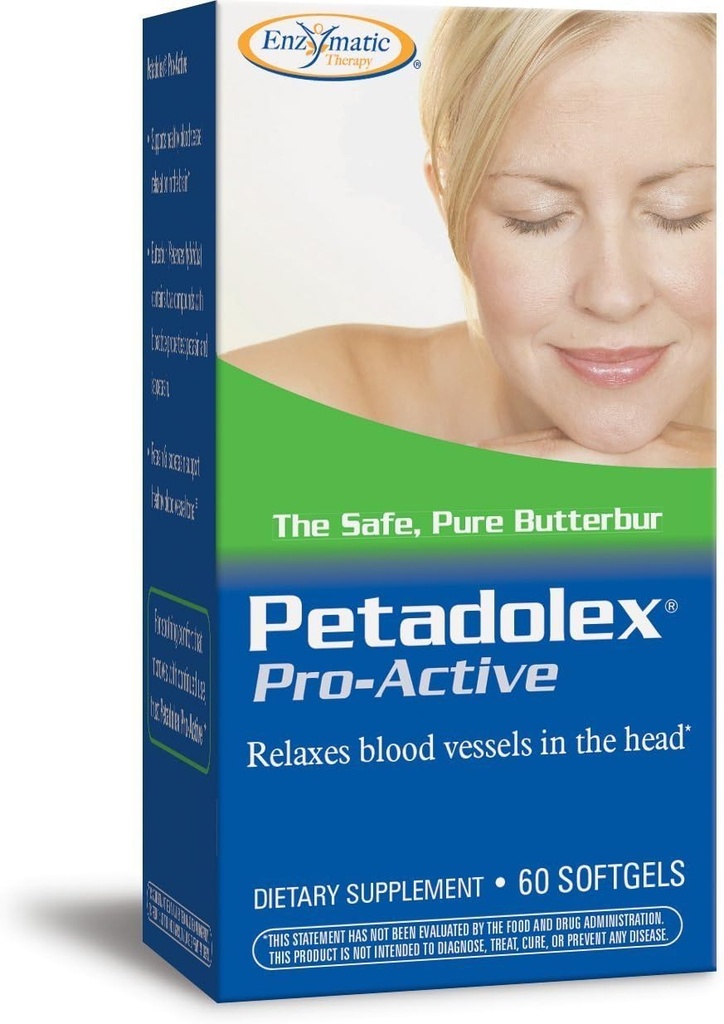 Dabas ceļš Petadolex Pro-Active, asinsvada veselība un relaksācija smadzenēs ar patentētu Butterbur*, 60 softgels