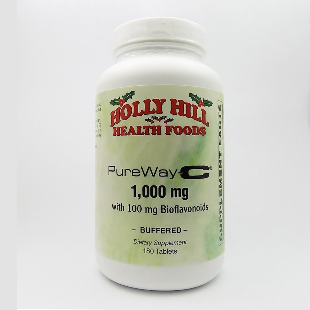 Holly Hill Health Pārtikas produkti, PureWay-C 1000 MG ar 100 MG bioflavonoīdiem, Buferētas, 180 tabletes